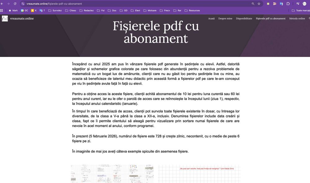 Acces cu abonament la toate fișierele pdf de matematică (10 lei lunar)