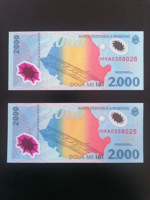 Bancnote 2000 lei eclipsa din anul 1999