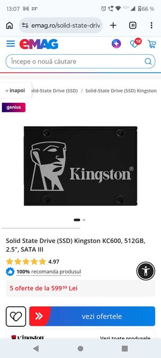 SSD SATA Kingstone - 512GB - NOU