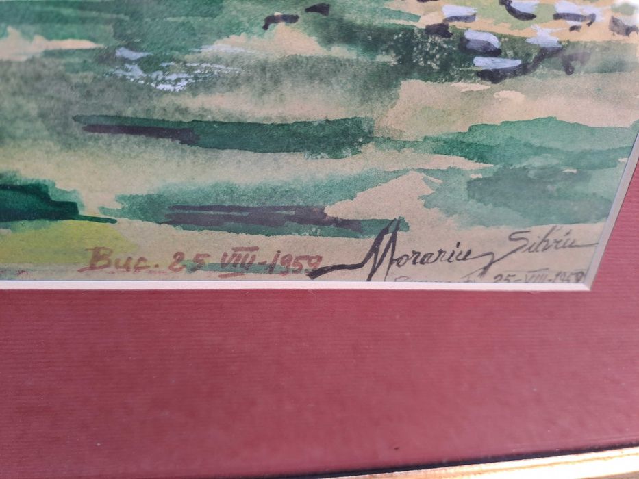 tablou desen acuarela 61/47 cm semnat Morariu Silviu datat 1959