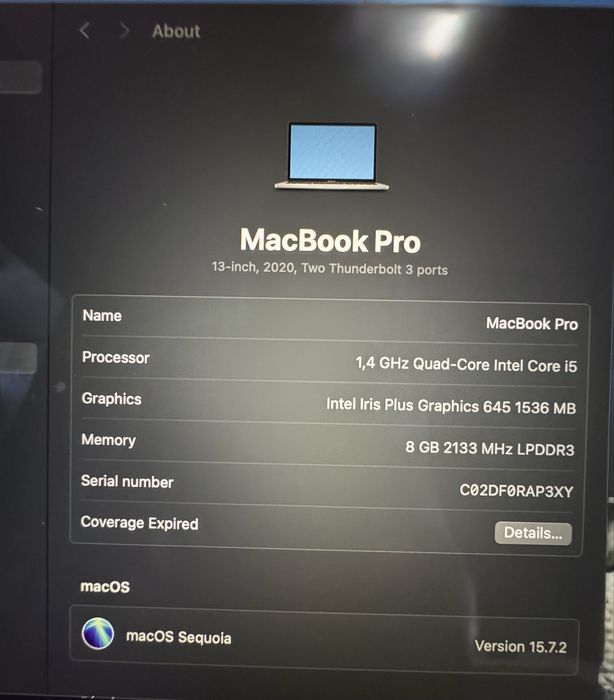 MacBook Pro 13" (2020) – Space Gray / 256GB SSD / 8GB RAM