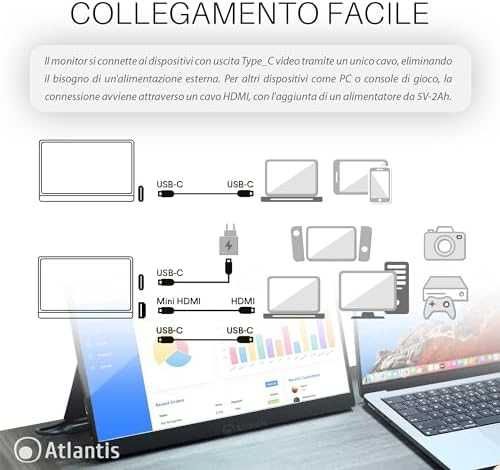 Нов Atlantis 16-инчов преносим монитор 1080P Full HD 1920x1080 HDMI...