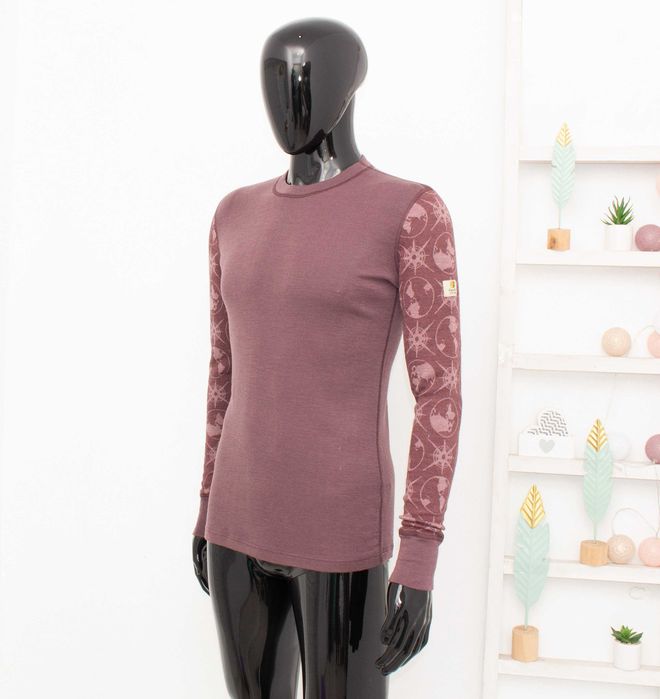 Janus мъжка блуза от мериносна вълна кафява термо бельо дълъг ръкав L