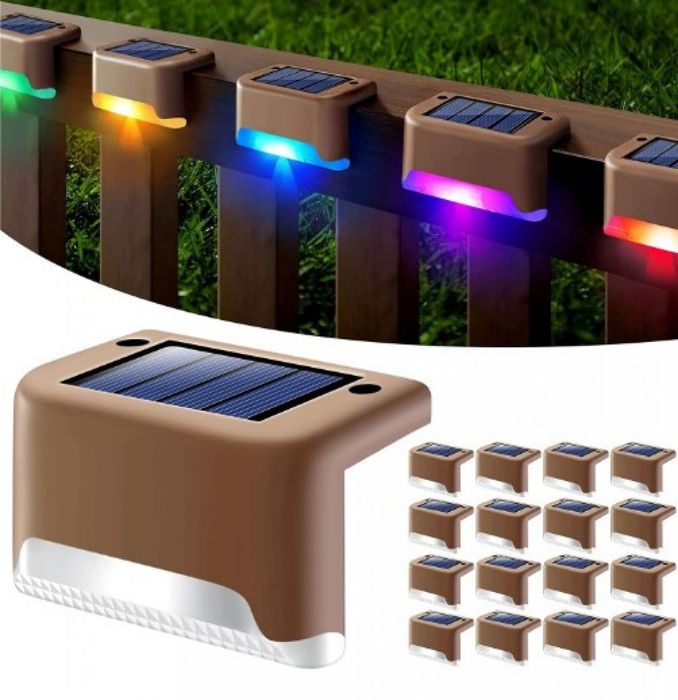 Водоустойчиви соларни лампи за декориране на огради стъпала външни палуби парапети Сменящи се цветове в синьо зелено червено и розово
