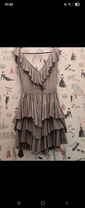 Dana Budeanu rochie volane modal taupe S