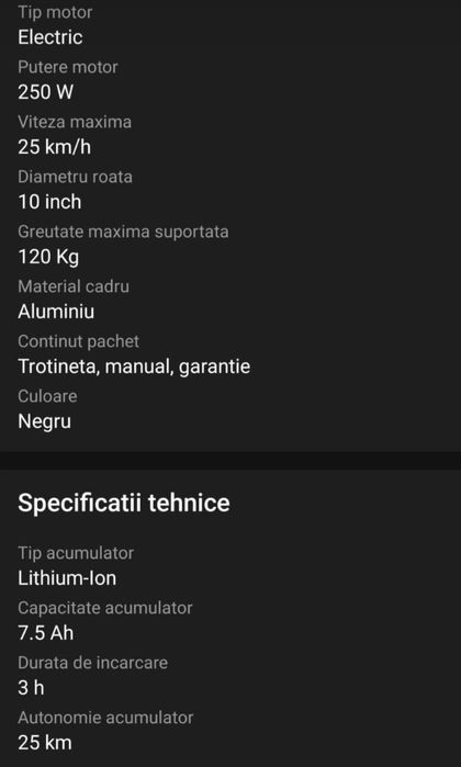 Trotineta electrica DHS 601EH Vision  adulti, pliabila,motor 250W, autonomie 25 km, 110