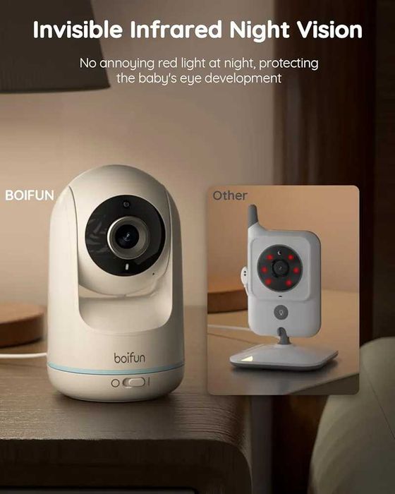 Бебефон BOIFUN VB805 с 300 метра обхват, 5 инча, IPS, без Wi-Fi, PTZ..