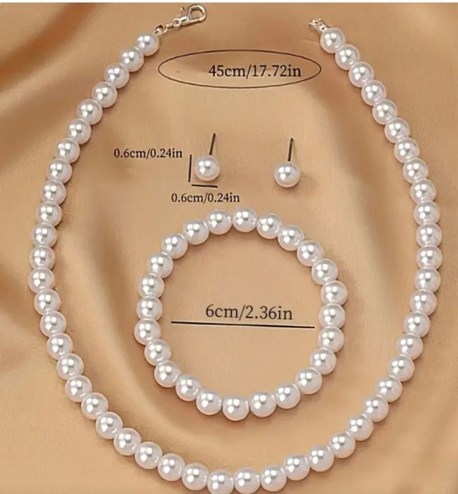 Сватбени аксесоари- перлен комплект, диадема и мъжки комплект