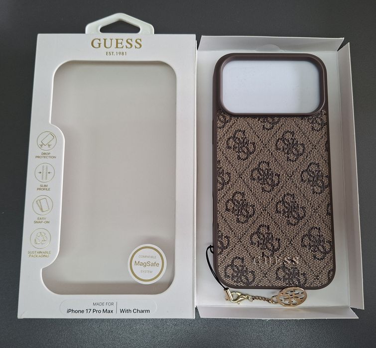 Оригинален кейс Guess за iPhone 17 Pro Max метално лого силикон