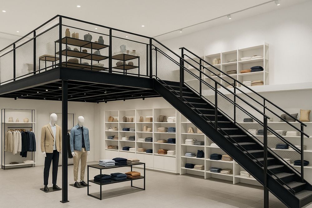 Мезонин межэтажный, забор из профнастила, откатные ворота под ключ