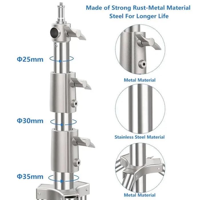 Проф. Стоманена стойка. 2.80м. фото стойка. Светкавица. софтбокс