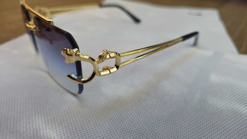 Ochelari de soare Cartier Rimless 8809 lentila albastra degrade