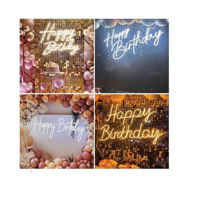 Светещ панел Mercado Trade, LED неонов "Happy Birthday" и "Welcome"