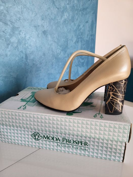Pantofi dama piele bej
