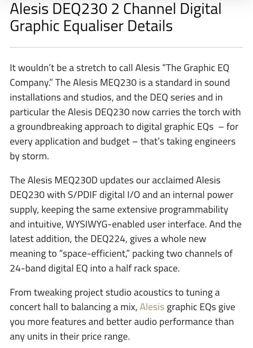 Egalizator grafic profesional Alesis DEQ230 nou!
