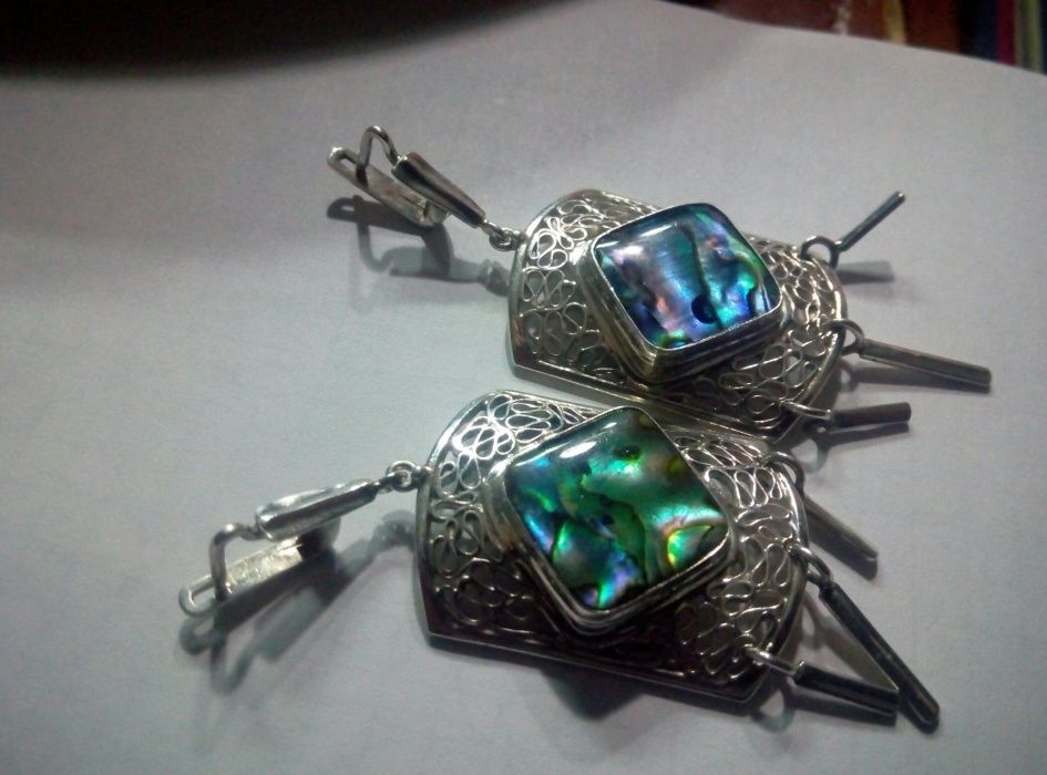 Кольцо и серьги с камнем "Перламутр"