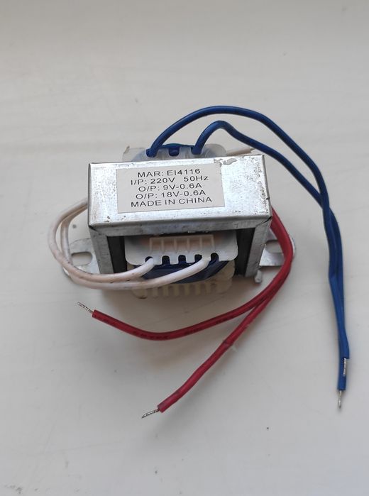 Трансформатор низкочастотный 220v 50Hz -> 9v, 18v, (27v), 600mA