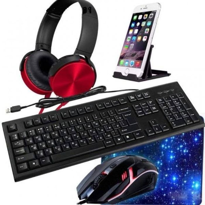 Модерен геймърски комплект с LED светлини от 5 части - psp42