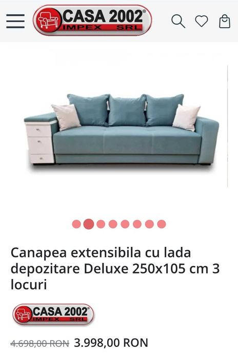 Canapea extensibila cu lada depozitare Deluxe 250x105 cm 3 locuri