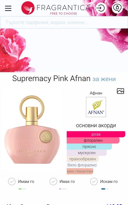 Afnan Supremacy Pink 

Композици
