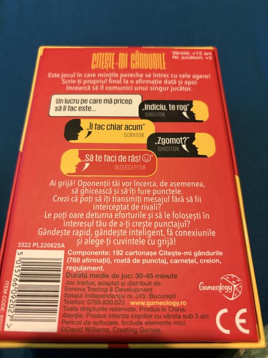 Joc distractiv pentru întâlnirile cu familia sau prietenii, pune la încercare intuiția, capacitatea de a ghici ce gândesc ceilalți.