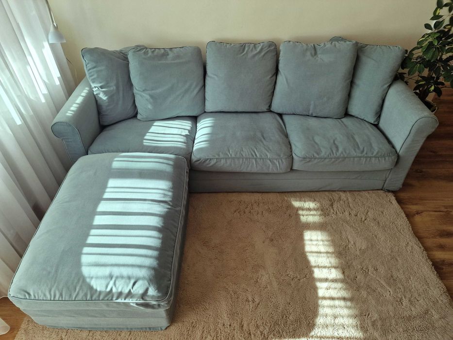 Canapea Gronlid IKEA (3 locuri, verde deschis, taburet)