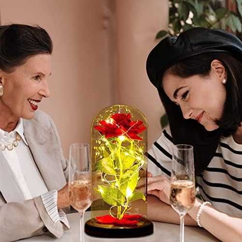 Голяма роза LED светлини кутия Подарък жена приятелка гадже Годишнина