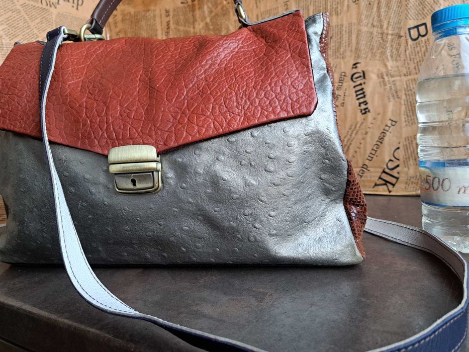 дамска чанта,кожена торба-цветна естествена кожа