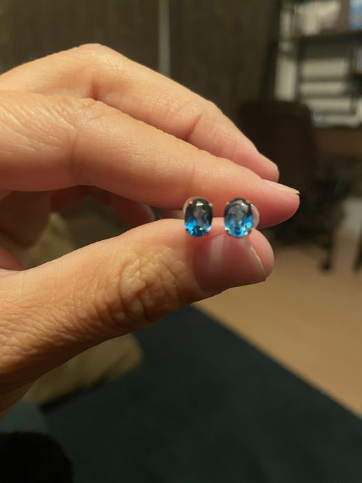 Cercei  din aur 18k cu London Blue topaz natural