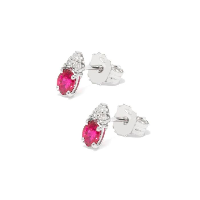 Обеци 18К бяло злато с рубини и диаманти
