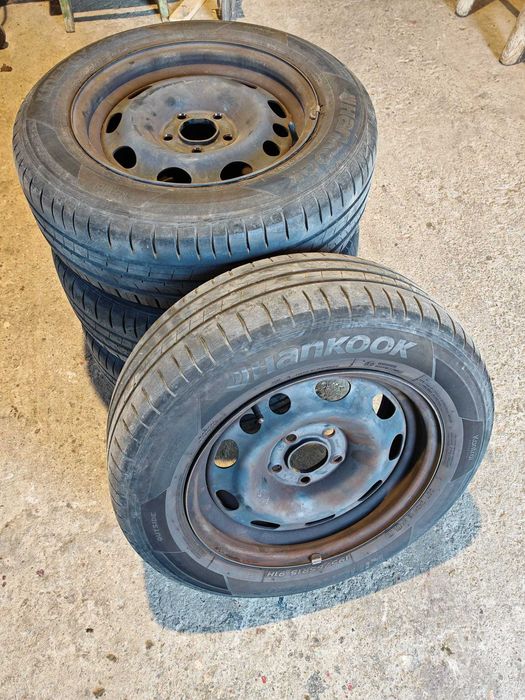 Set 4 roti Opel, anvelope vara Hankook 195/65 R15, jante de tabla, profil