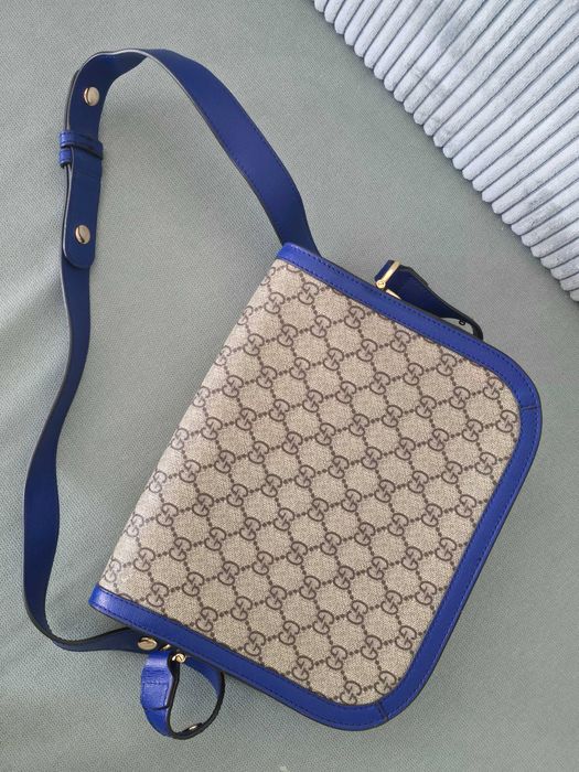 Gucci Horsebit – синя чанта с GG монограм