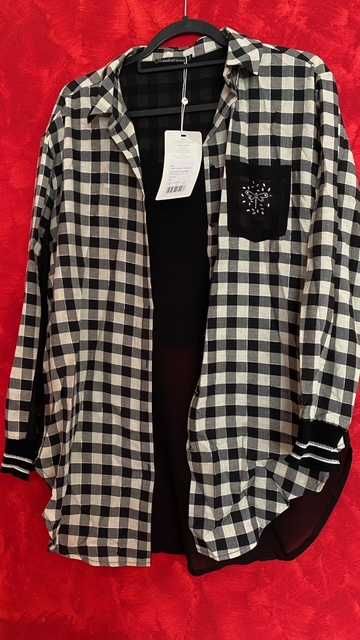 camasa eleganta alb cu negru marime 40