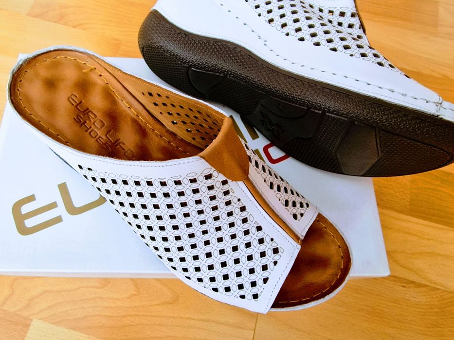 Papucii piele naturala,import Italia, cutie,saculet inclus