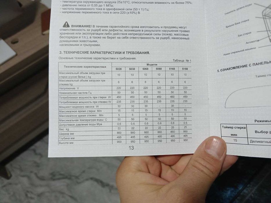 Полуавтоматическая стиральная машина PLatinium ELT WM-5168, 10 кг