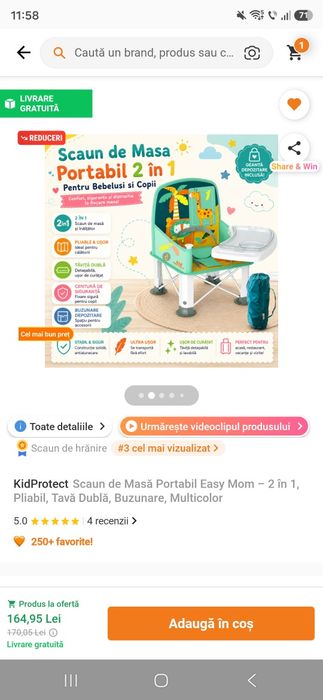 Scaun de masa portabil 2 in 1