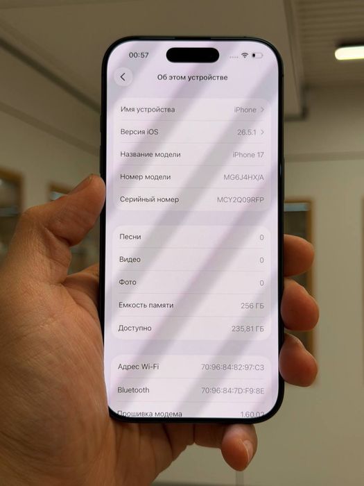 iPhone 17 | 256 GB  АКБ: 100% ЦП: 0