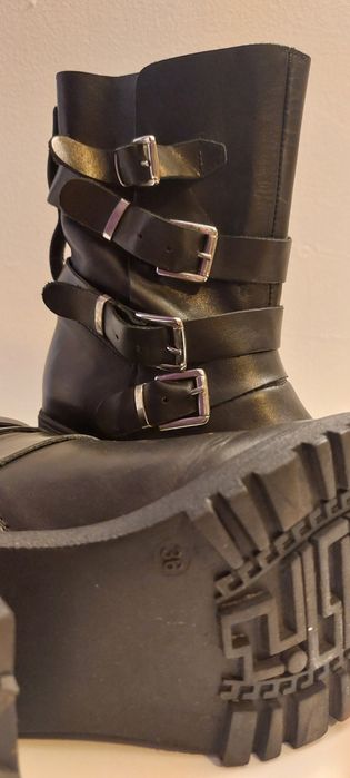 Botine cizme  ghete 36 piele naturala negre
