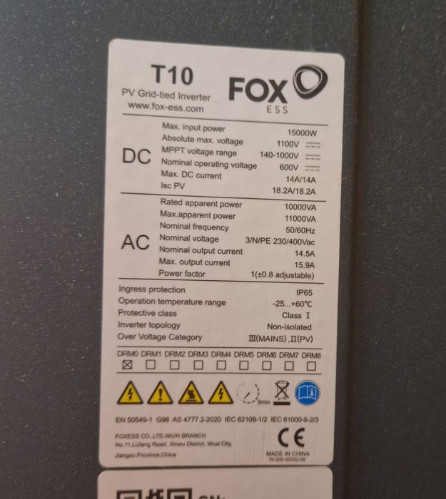 Invertor On Grid Fox Ess T10 de 10kw trifazat cu modul wifi,IP 65