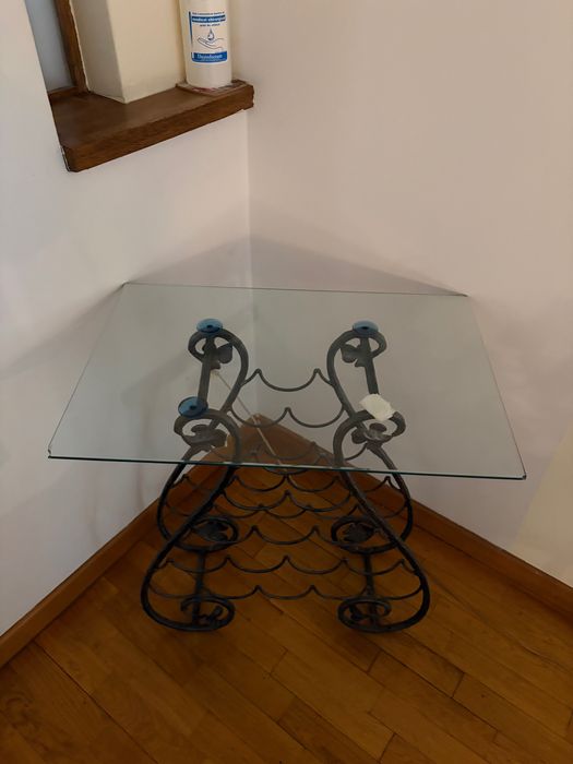 Suport de bar pentru sticle, metal, sticlă