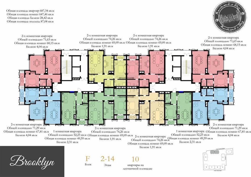 Квартира 2/4/14 ЖК "BROOKLYN"  ул. Сайрам