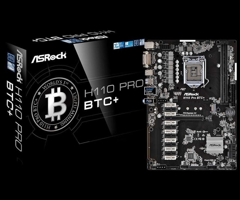 Дънна платка ASRock H110 Pro BTC+ (+процесор и 4GB RAM)