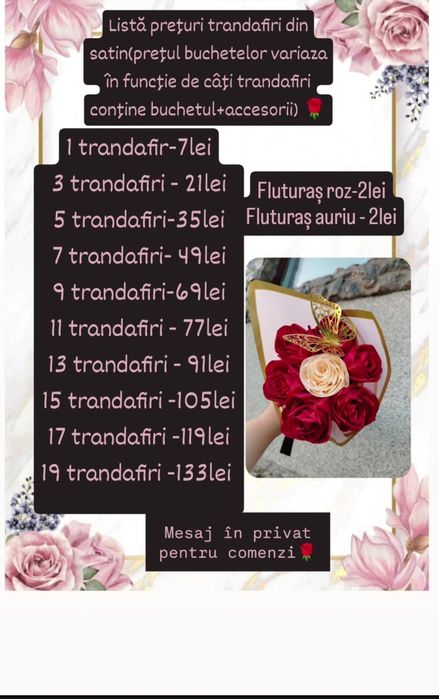 Realizez buchete și aranjamente din trandafiri de satin