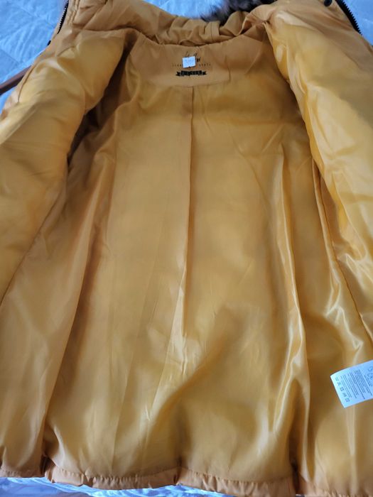 KVL by KENVELO, Jacheta dama cu gluga si aspect matlasat, Galben, XL