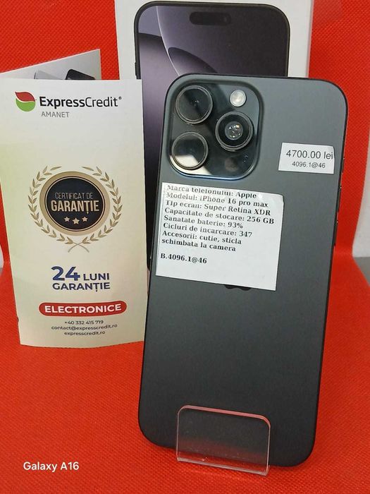 (AG46) Telefon iPhone 16 Pro Max B.4096 Garantie 2 ani