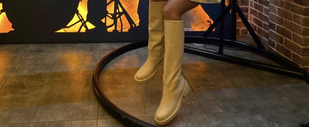Сапоги кожанные полностью, Zara