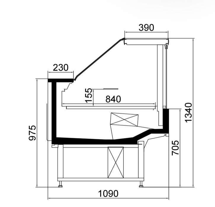 Щандова хладилна витрина 1875мм с вграден агрегат и депо