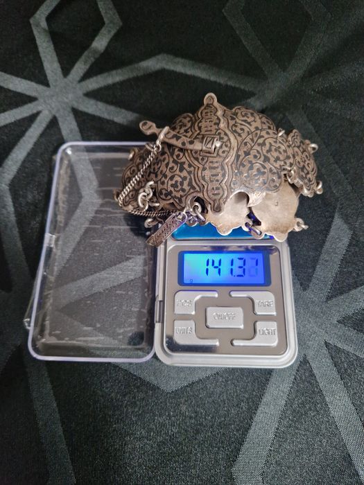 Страхотен антикварен руски кавказки сребърен колан с ниело