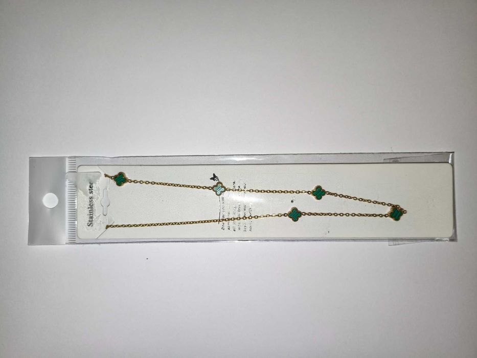 Van Cleef Ново колие stalnles stil -зелен камък