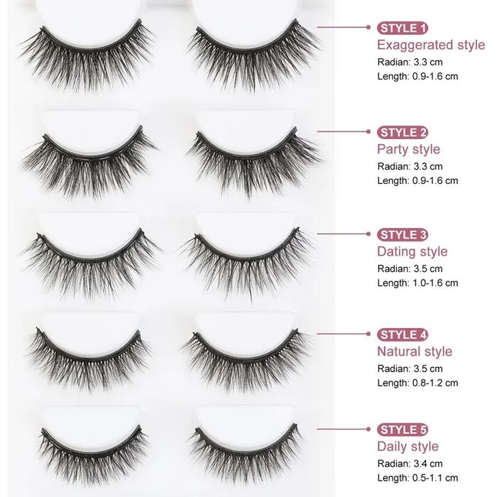 Комплект от 5 чифта магнитни изкуствени мигли с магнитна очна линия